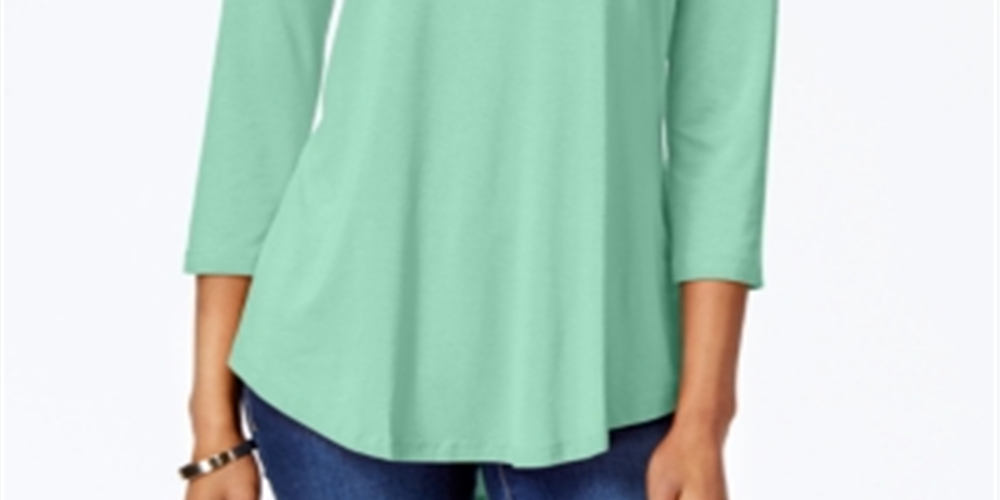 JM Collection Top feminino com decote redondo, azul, tamanho XX-G