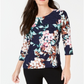 Blusa feminina estampada em jacquard, azul, tamanho extragrande, da coleção JM