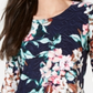 Blusa feminina estampada em jacquard, azul, tamanho extragrande, da coleção JM
