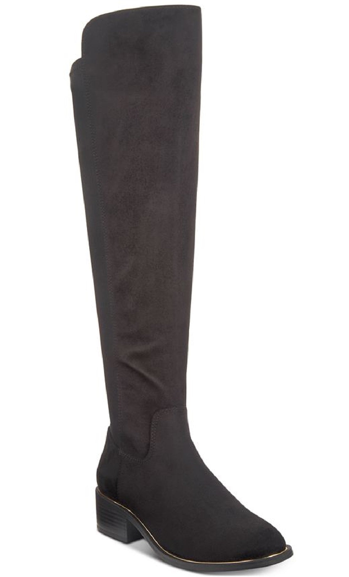 Botas de montaria femininas Material Girl Darcell Mixed Media até o joelho, pretas, tamanho 7 M