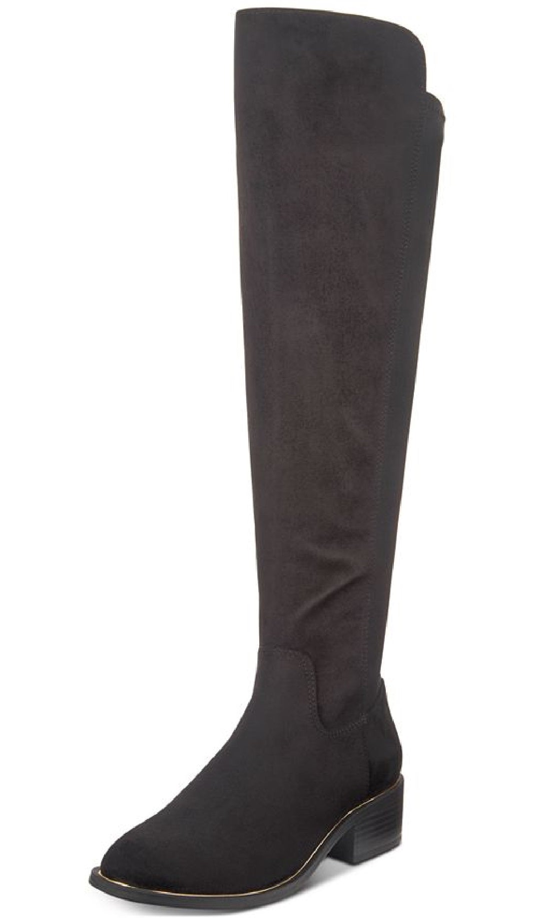 Botas de montaria femininas Material Girl Darcell Mixed Media até o joelho, pretas, tamanho 7 M