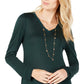 Camiseta básica feminina com acabamento transparente da INC International Concepts, verde, tamanho médio