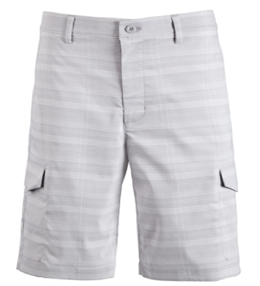 Shorts masculino Attack Life By Greg Norman Fairway Cargo Golf Xadrez de secagem rápida, cinza, tamanho 32