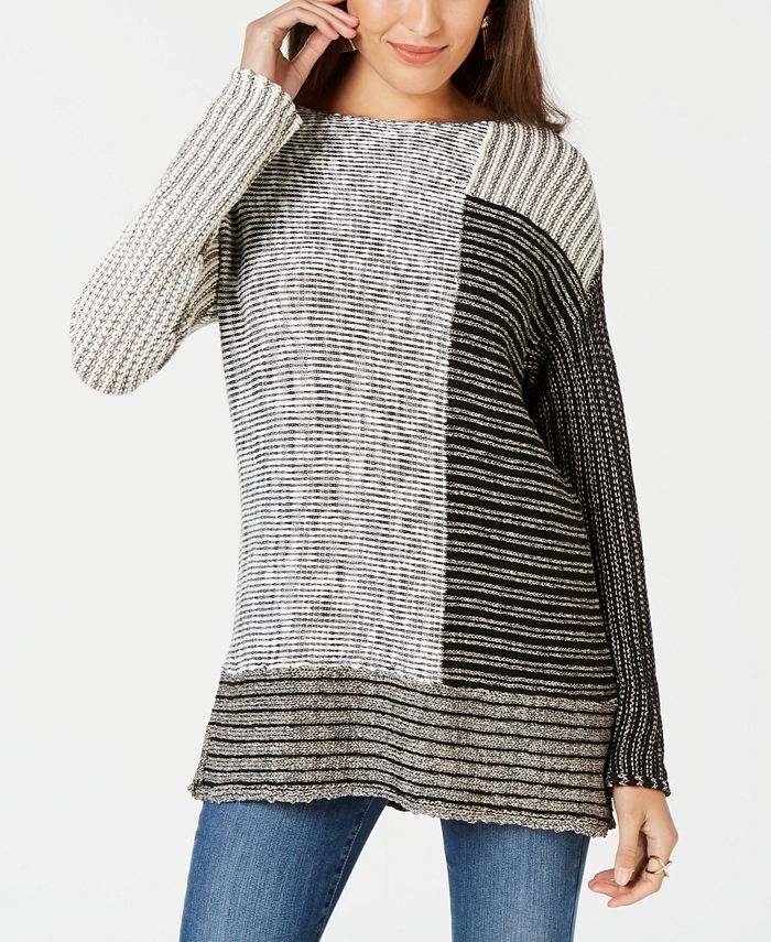Suéter feminino de manga comprida e gola canoa Style &amp; Co, preto, tamanho médio