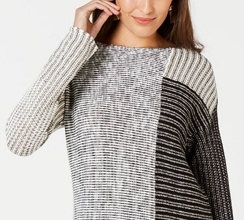 Suéter feminino de manga comprida e gola canoa Style &amp; Co, preto, tamanho médio