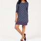 Vestido feminino Charter Club com estampa mista, azul, tamanho pequeno, extragrande