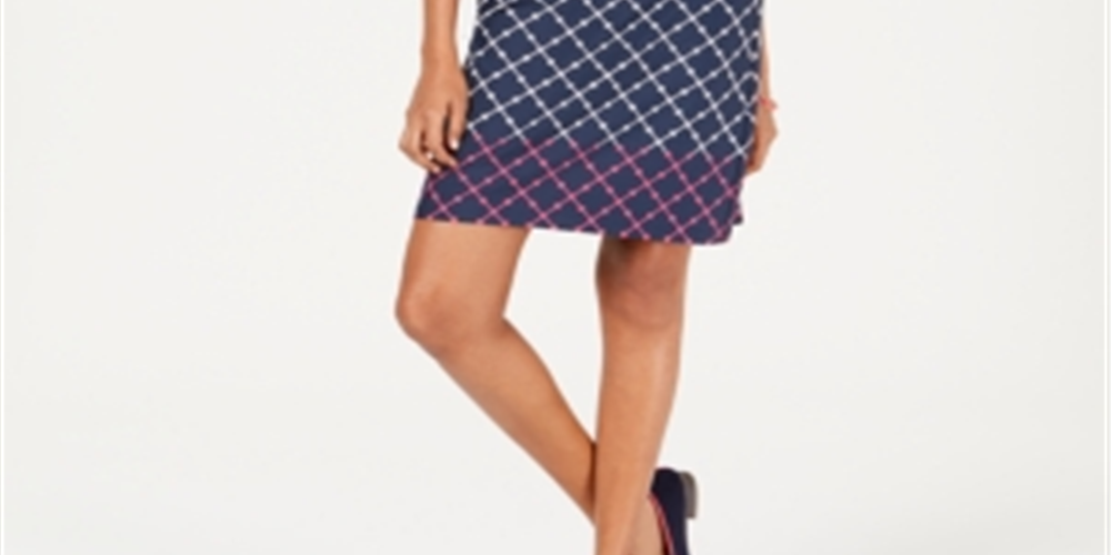 Vestido feminino Charter Club com estampa mista, azul, tamanho pequeno, extragrande