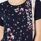 Camiseta feminina estampada de manga curta Charter Club, azul, tamanho médio
