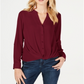 Blusa feminina INC International Concepts com decote aberto e botões, tamanho pequeno, vermelha