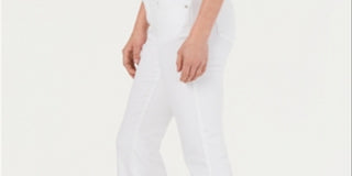 Calça jeans feminina estilo curvy fit bootcut, branca, tamanho 18 S