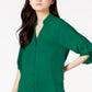 Camisa túnica feminina Alfani Roll Tab, verde, tamanho X-S