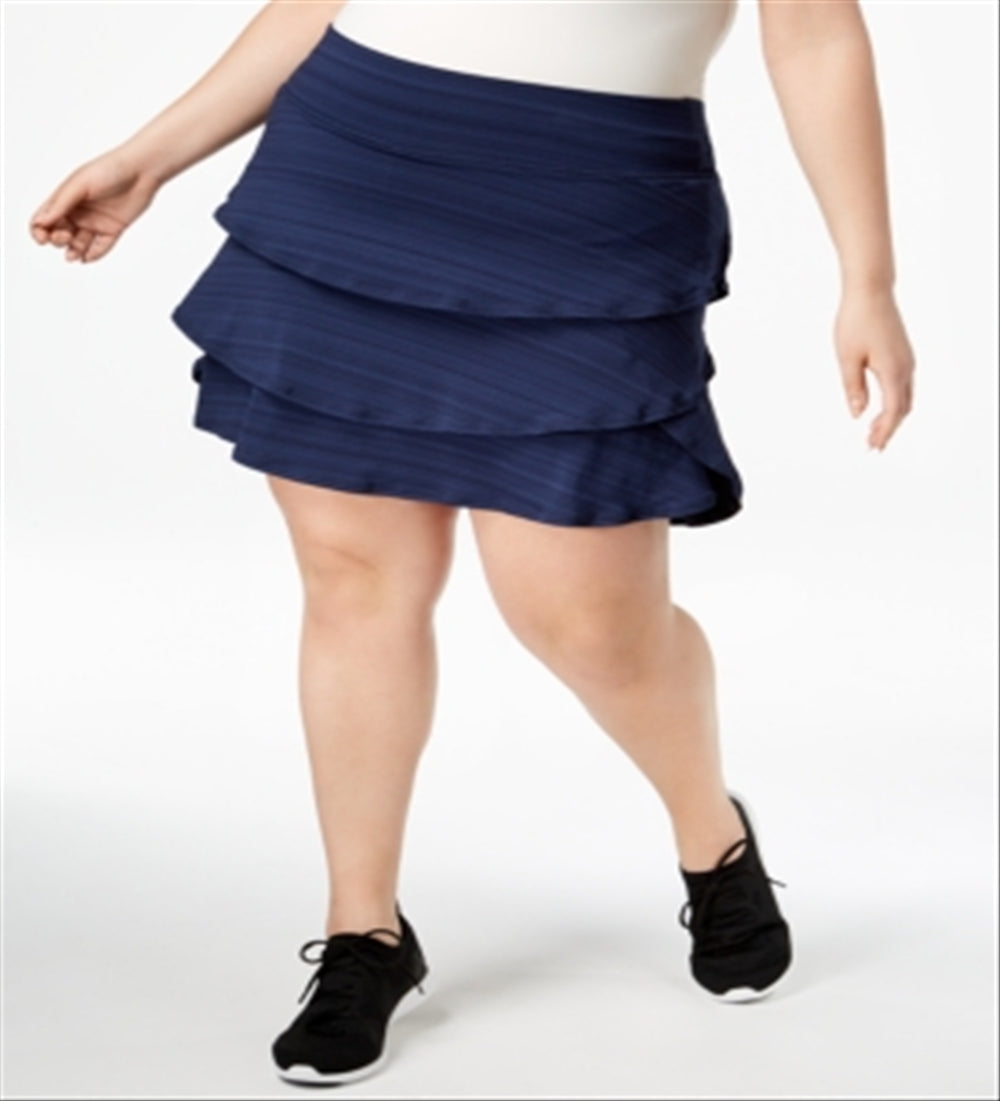 Saia-calça feminina plus size Ideology com babados, azul, tamanho 3X