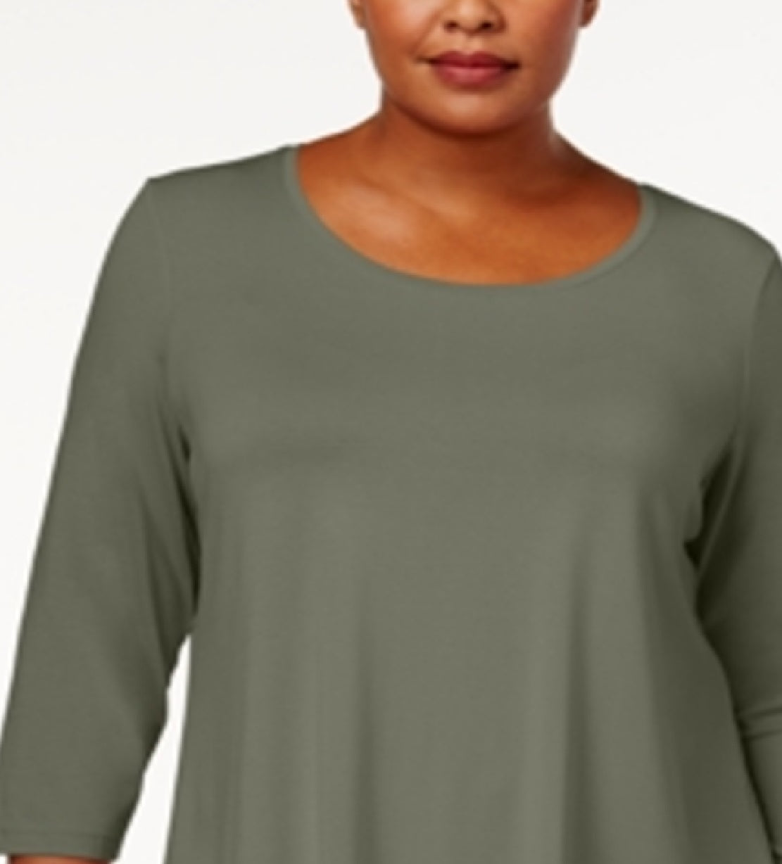 JM Collection Top feminino com decote redondo, verde, tamanho 4X