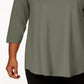 JM Collection Top feminino com decote redondo, verde, tamanho 4X