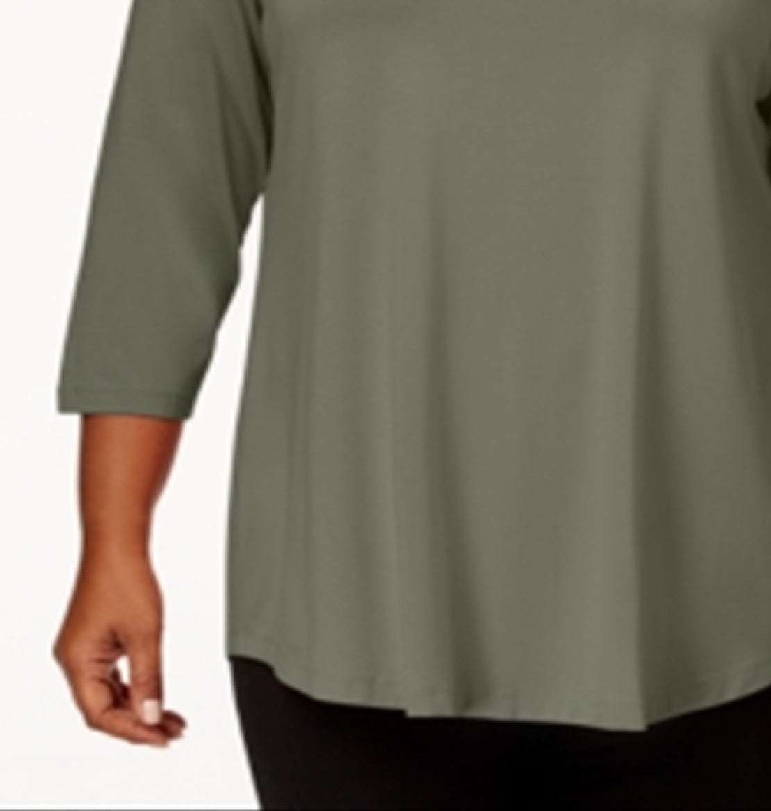 JM Collection Top feminino com decote redondo, verde, tamanho 4X