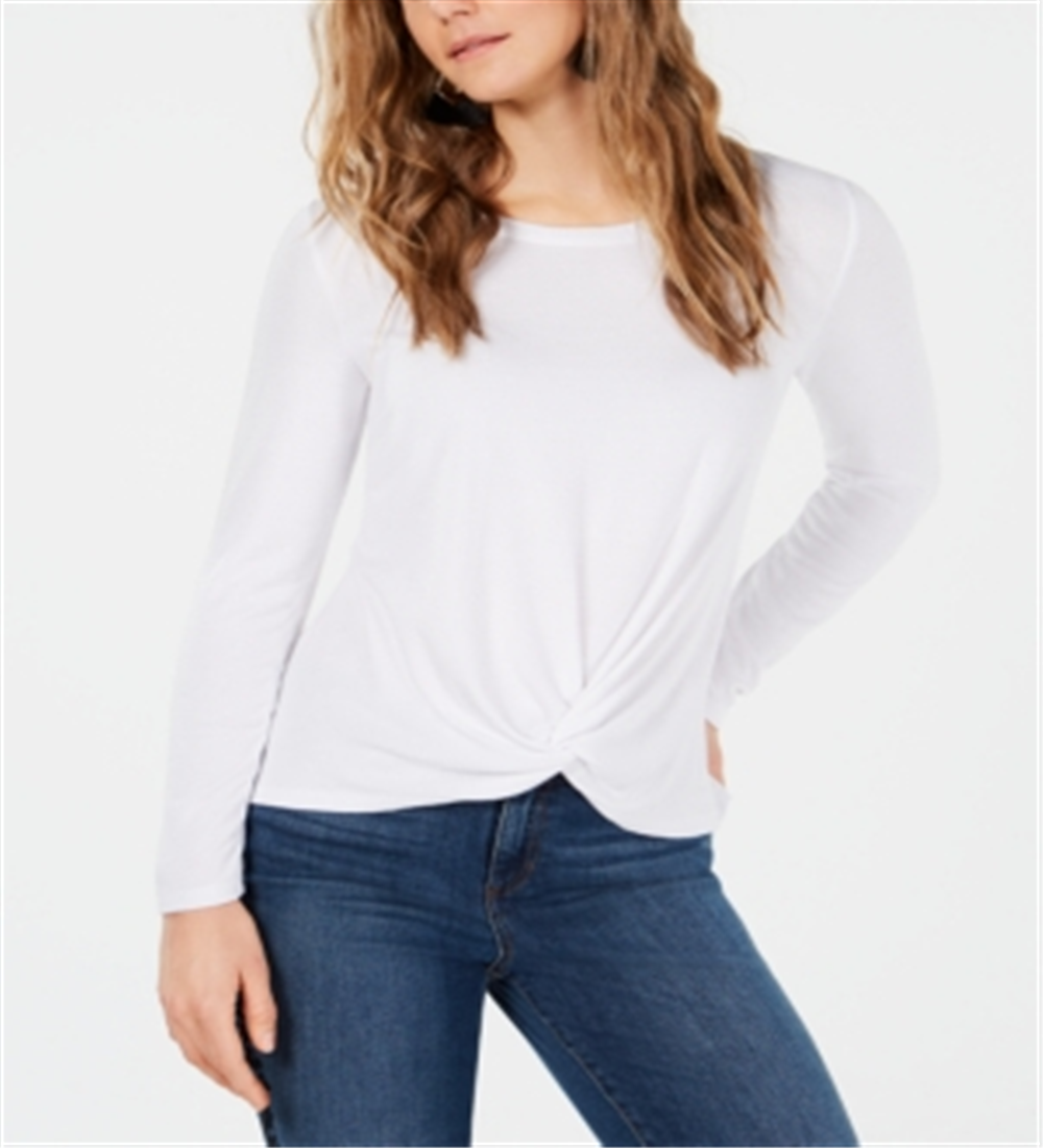 Blusa drapeada frontal torcida feminina Style &amp; Co, branca, tamanho PP