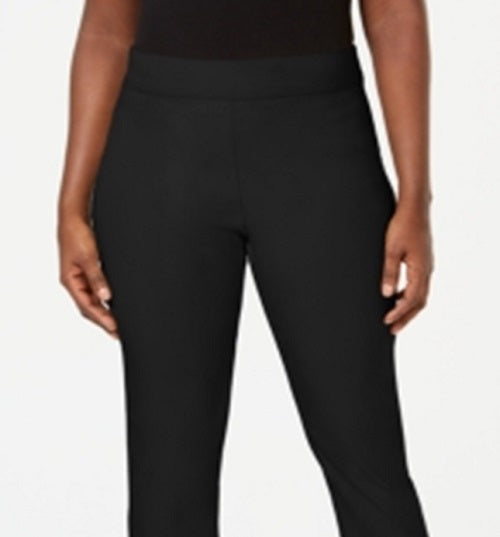 Calça feminina Karen Scott com frente lisa, tamanho P, preta