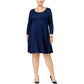 Vestido casual feminino estilo &amp; co plus size com mangas 3/4, azul, tamanho 0X