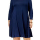 Vestido casual feminino estilo &amp; co plus size com mangas 3/4, azul, tamanho 0X