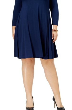 Vestido casual feminino estilo &amp; co plus size com mangas 3/4, azul, tamanho 0X