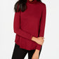 JM Collection Blusa feminina de gola alta vermelha tamanho pequeno pequeno
