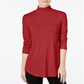 JM Collection Blusa feminina de gola alta vermelha tamanho pequeno pequeno