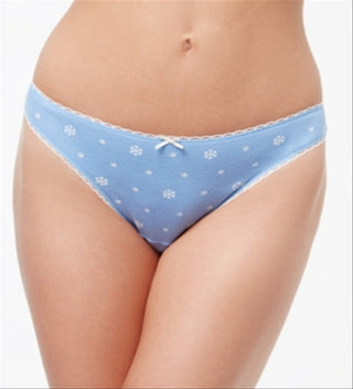 Biquíni feminino Charter Club Holiday com acabamento em renda, azul, tamanho extragrande