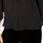 Blusa feminina plissada nas costas, preta, tamanho pequeno, coleção JM
