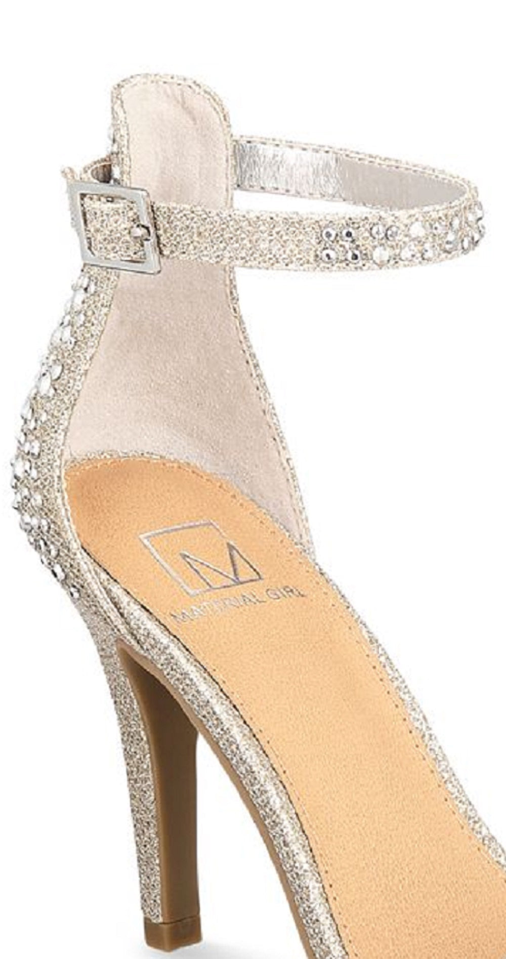 Material Girl Sandálias femininas Blaire com tira no tornozelo e salto alto, cinza, tamanho 9,5