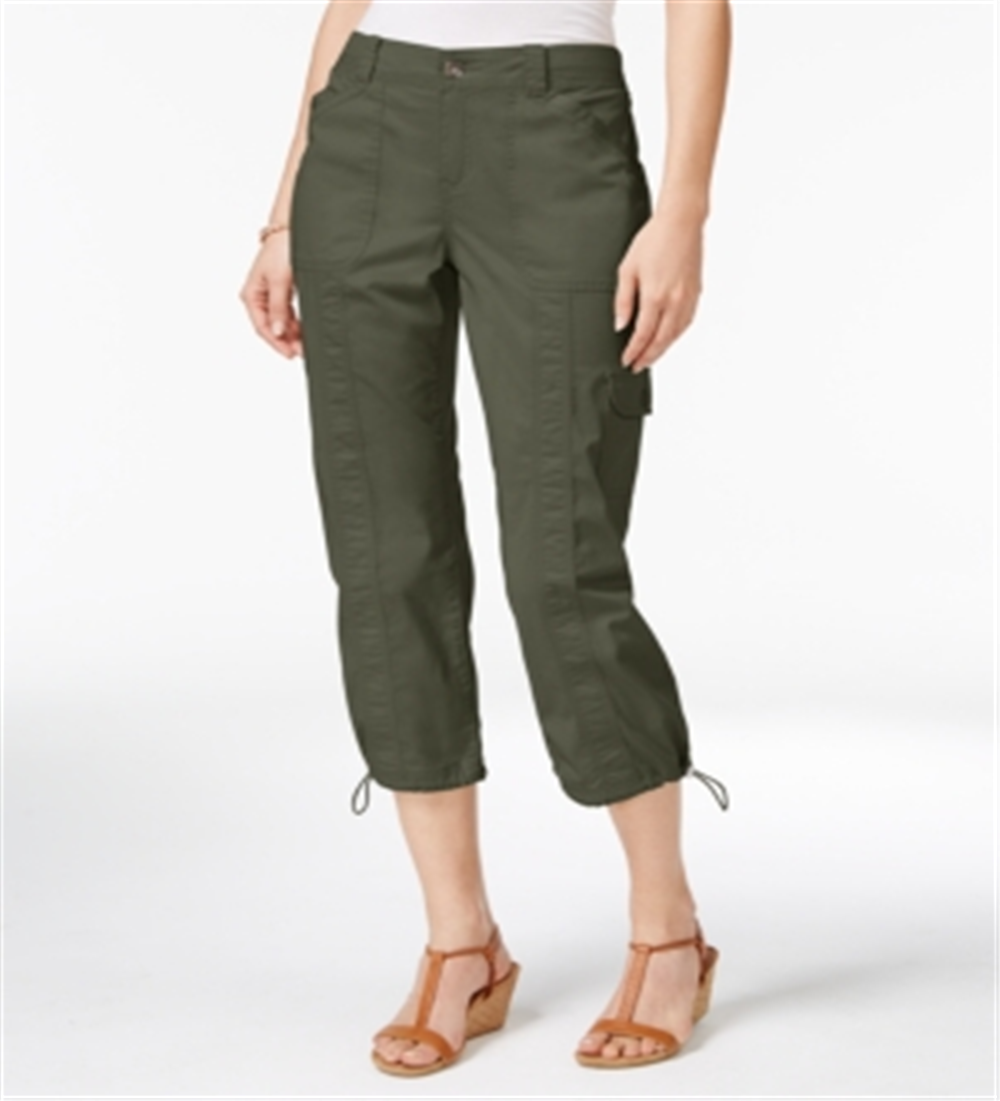 Calça Capri Cargo Feminina Estilo &amp; Co com Cós em Malha Verde Tamanho 16