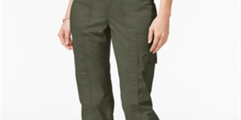 Calça Capri Cargo Feminina Estilo &amp; Co com Cós em Malha Verde Tamanho 16