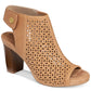 Giani Bernini Plataforma Feminina com Suporte de Arco Perfurado Josieyy Salto Bloco com Biqueira Amêndoa Shootie Marrom Tamanho 11 M