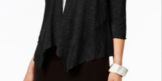 Cardigan drapeado de linho feminino Alfani, preto, tamanho XX-G