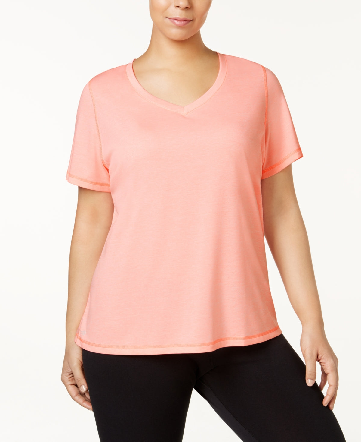 Camiseta feminina ID Ideology Rapidry com decote em V e performance, rosa, tamanho 3X