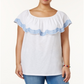 Blusa feminina estilo &amp; co plus size bordada ombro a ombro branca tamanho 2X