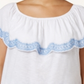 Blusa feminina estilo &amp; co plus size bordada ombro a ombro branca tamanho 2X