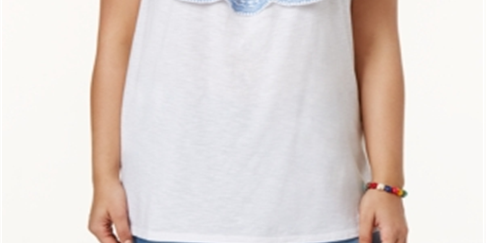 Blusa feminina estilo &amp; co plus size bordada ombro a ombro branca tamanho 2X