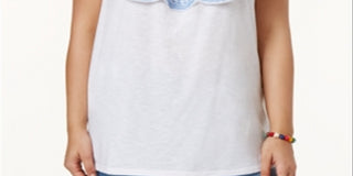 Blusa feminina estilo &amp; co plus size bordada ombro a ombro branca tamanho 2X