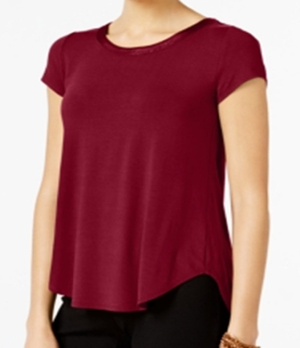 Camiseta feminina Alfani com acabamento em cetim, tamanho grande, vermelha