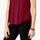 Camiseta feminina Alfani com acabamento em cetim, tamanho grande, vermelha