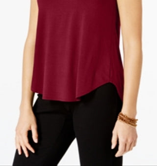 Camiseta feminina Alfani com acabamento em cetim, tamanho grande, vermelha