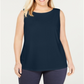 Blusa plus size sem mangas feminina Charter Club, azul, tamanho 1X