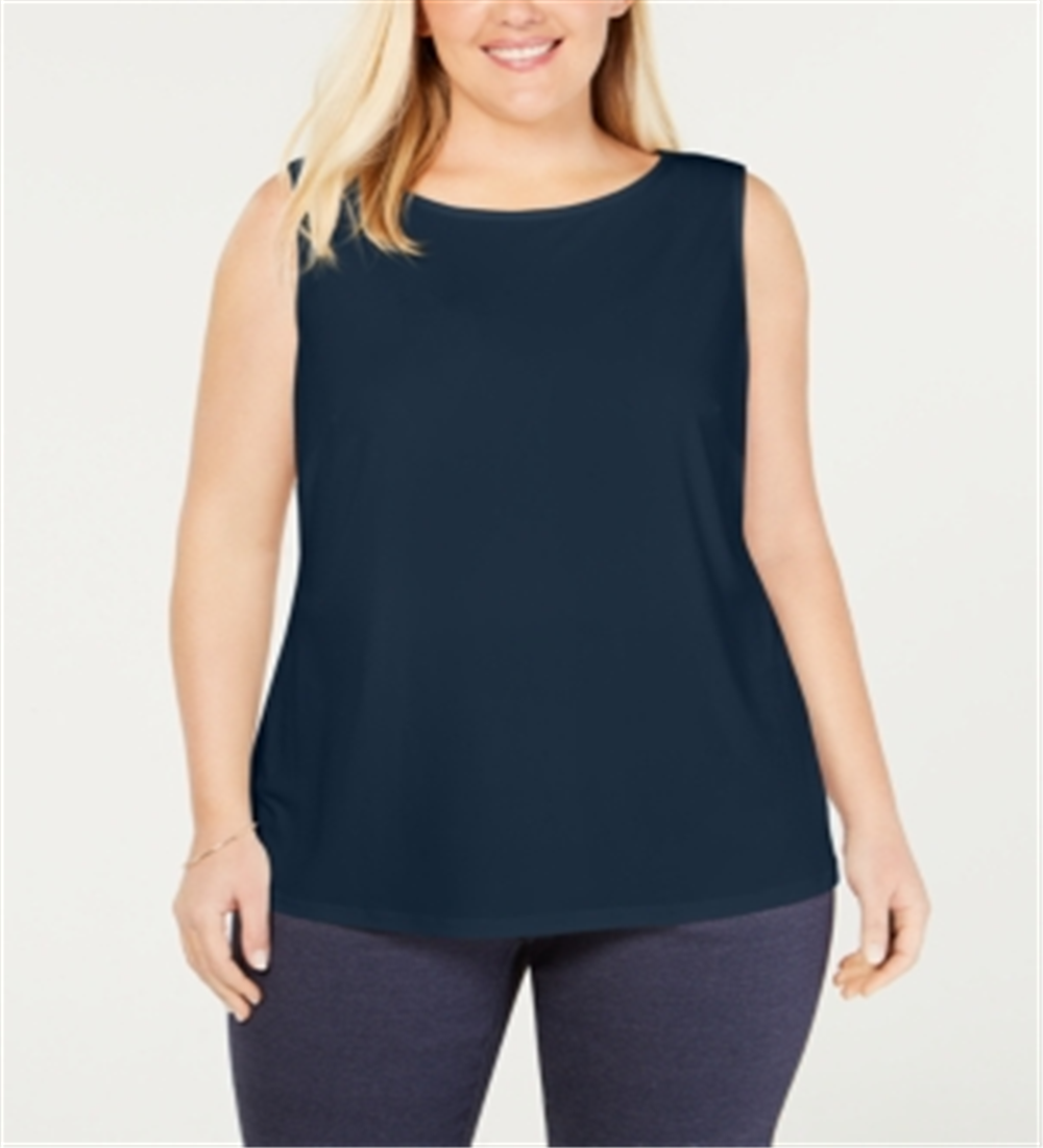Blusa plus size sem mangas feminina Charter Club, azul, tamanho 1X