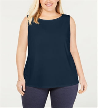 Blusa plus size sem mangas feminina Charter Club, azul, tamanho 1X