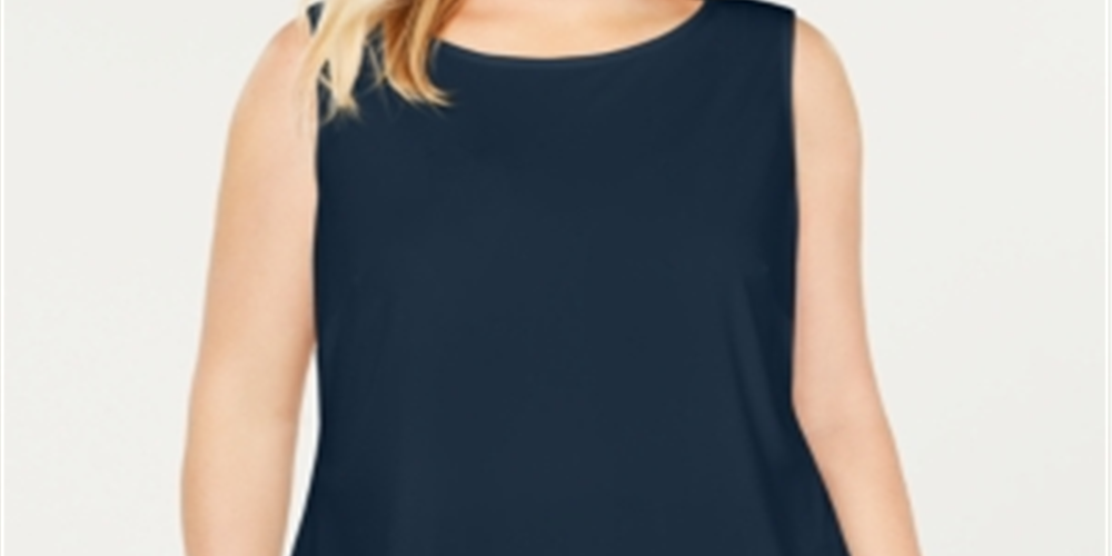 Blusa plus size sem mangas feminina Charter Club, azul, tamanho 1X