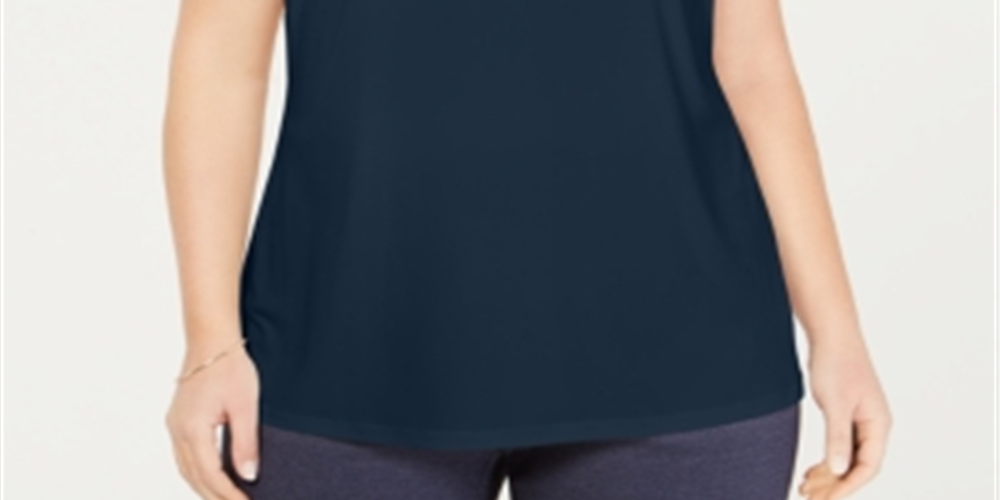 Blusa plus size sem mangas feminina Charter Club, azul, tamanho 1X