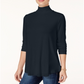 Blusa feminina de gola alta JM Collection, azul, tamanho médio