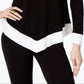 Blusa feminina de manga comprida e decote redondo da INC International Concepts, preta, tamanho X-S