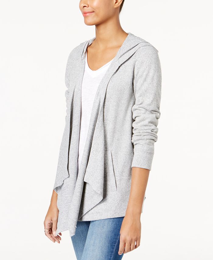 Cardigan feminino com capuz e frente aberta da INC International Concepts, cinza, tamanho extragrande