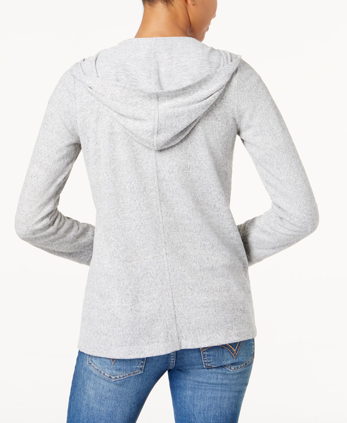 Cardigan feminino com capuz e frente aberta da INC International Concepts, cinza, tamanho extragrande